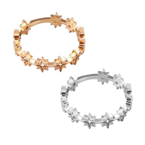 HOBBIESAY 2 Stück Strass Ring Set Mit 8 Sternspitzen Trendige Stapelbare Sternringe Kristall Ewigkeitsring Handgefertigte Versprechens Fingerringe Für Frauen Geburtstagsparty Dekoration HOBBIESAY 2 Stück Strass Ring Set Mit 8 Sternspitzen Trendige Stapelbare Sternringe Kristall Ewigkeitsring Handgefertigte Versprechens Fingerringe Für Frauen Geburtstagsparty Dekoration von HOBBIESAY