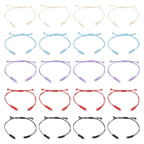 HOBBIESAY 20 Stück 5 Farben Gewachste Polyesterkordel Armbänder Verstellbares Armband Geflochtene Schnüre Knotenseil Handgefertigtes Freundschaftsarmband Halbfertig Für Die Herstellung Schmuck von HOBBIESAY