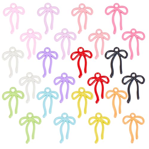 HOBBIESAY 24 Stück 12 Farben Schleifenanhänger Bulk Kleine Schleifendekorationen Aus Alloys Schleifenpendant Für Damen Halsketten Armbänder Ohrschmuck Schmuckherstellung Loch: 2mm von HOBBIESAY