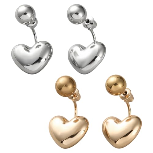 HOBBIESAY 2Paar Süße Herz Ohrstecker mit Kugelverschluss Winzige Liebesherz Anhängerohrringe Minimalistisches Design Legierung Herz Ohrringe für Damen tägliche Festival Dekoration von HOBBIESAY