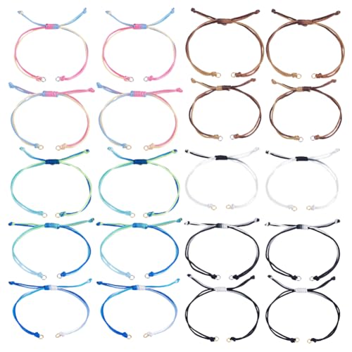HOBBIESAY 30 Stück Verstellbare Nylonarmbänder Halbfertiges Armband Verstellbares Armband Knotenseil Farbverlauf Handgefertigte Freundschafts Flechtarmbänder Für Die DIY Schmuckherstellung von HOBBIESAY