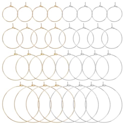 HOBBIESAY 32 Stück 2 Farben Creolen Aus Edelstahl 4 Größen Offene Perlen Creolen Große Creolen Für Frauen Gold/Silber Zum Selbermachen von Creolen von HOBBIESAY