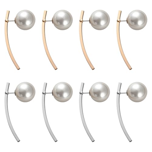 HOBBIESAY 4 Paare Runde Perlennäpfchenohrringe Mit Bogenförmigen Stangenrücken Ohrensteckern Mit Perlen Eleganter Perlennäpfchenohrring Set Damen Ohren Schmuck Für Damen Geburtstag Fest Geschenk von HOBBIESAY