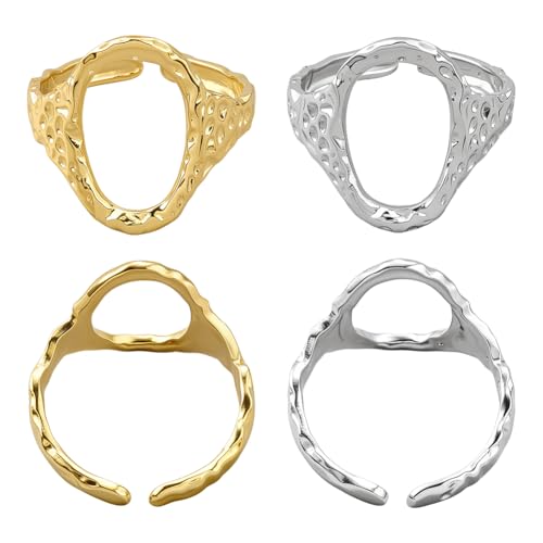 HOBBIESAY 4 Stück Stapelbarer Offener Ring Edelstahl Stapelringe Verstellbare Öffnungsringe Für Frauen Zubehör Zur Schmuckherstellung Runder Partyring In Gold Und Silber 0.67(1) cm Innendurchmesser von HOBBIESAY