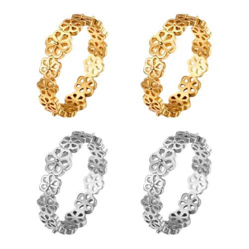 HOBBIESAY 4 Stück nring Stapelringe Aus Metall Stapelbarer Offener Ring Verstellbare Öffnungsringe Für Damen Schmuck Aus Hellgold Und Platin Größe 6 1/4 Innendurchmesser 0.22 Zoll Breit HOBBIESAY 4 Stück nring Stapelringe Aus Metall Stapelbarer Offener Ring Verstellbare Öffnungsringe Für Damen Schmuck Aus Hellgold Und Platin Größe 6 1/4 Innendurchmesser 0.22 Zoll Breit von HOBBIESAY