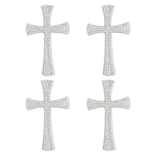 HOBBIESAY 4-tlg Strass Kreuz Anstecknadel für Damen Funkele Christus Broschen Reversnadel Glitzernde Glauben Kleidung Accessoires Silber Legierung Abzeichen1.73 Zoll Breit 2.48 Zoll Lang von HOBBIESAY