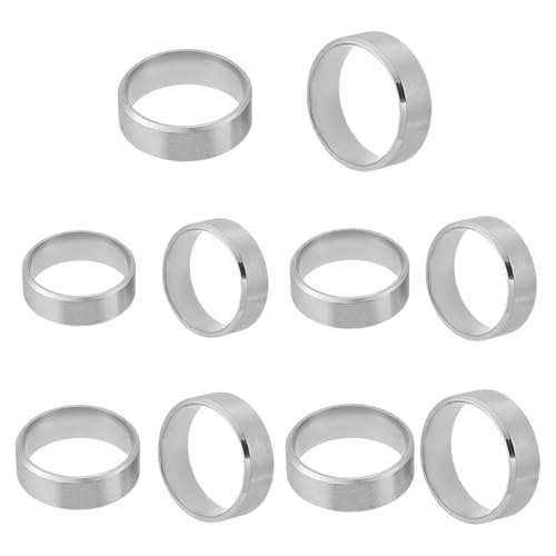 HOBBIESAY 5 Stück Edelstahl Schlichter Ring Blanker Ehering Klassischer Blanker Bandring Breiter Daumenring Silberner Flacher Ring Cooles Schlichtes Band Größe 6/7/8/9/10 von HOBBIESAY