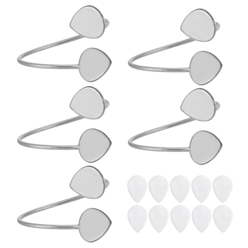 HOBBIESAY 5 Stück Verstellbare Armreifrohlinge Aus Edelstahl Tropfen Cabochon Armbandfassungsschalen Offener Armreif Mit Glas Cabochon Armbandbefunden Für Die DIY Schmuckherstellung von Frauen von HOBBIESAY