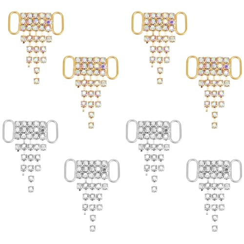 HOBBIESAY 8 Stück 2 Farben Schnürsenkel Charms Sneaker Charms Kristall Strass Metall Schnürsenkel Clips Dekorative Schuhclips Messing Schuhschnallen für Frauen Freizeitschuhe Zubehör von HOBBIESAY