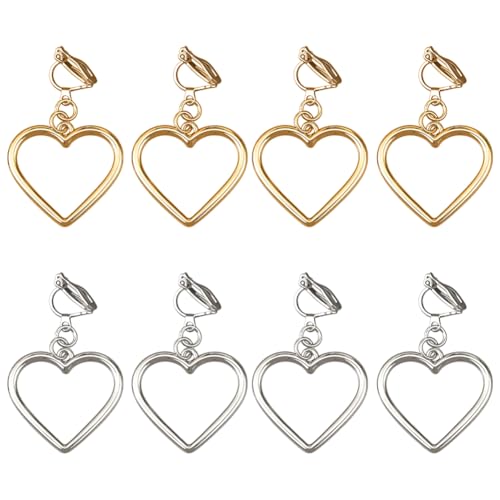 HOBBIESAY 8 Stücke 2 Farben Hohlherz Ohrringe Liebesgehänge Ohrclips Minimalistische Mode Für Frauen Süße Dangle Ohrringe 40mm von HOBBIESAY