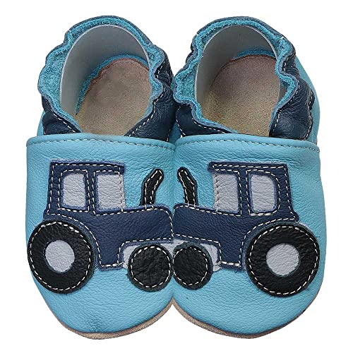 HOBEA-Germany Krabbelschuhe für Jungs und Mädchen in verschiedenen Designs 16/17, Traktor blau von HOBEA-Germany