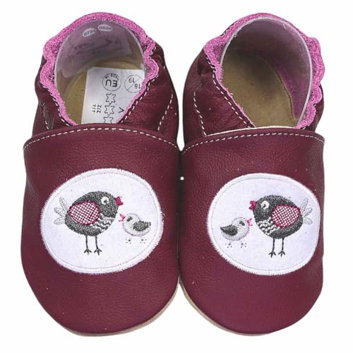 HOBEA-Germany bestickte Krabbelschuhe in verschiedenen Designs, Vogelfamilie, 22/23 EU von HOBEA-Germany