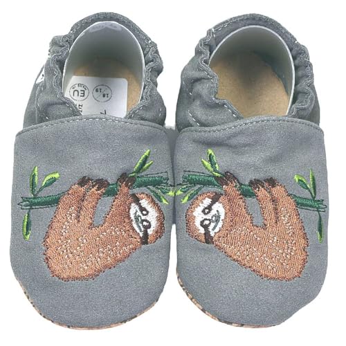 HOBEA-Germany Kinderschuhe RecyStep Faultier grau 24/25 (2-2½ Jahre) Gripwalksohle von HOBEA-Germany