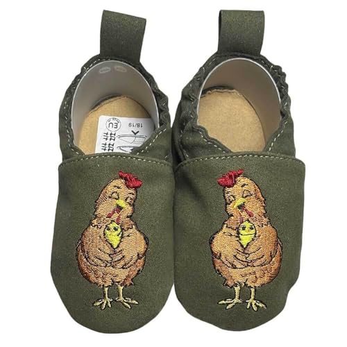 HOBEA-Germany Kinderschuhe RecyStep Mama Huhn grün 24/25 (2-2½ Jahre) Gripwalksohle von HOBEA-Germany