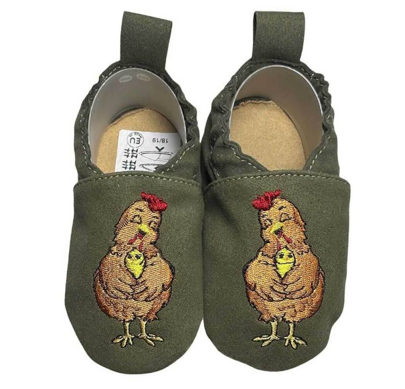 HOBEA-Germany Kinderschuhe RecyStep Mama Huhn grün Krabbelschuh von HOBEA-Germany