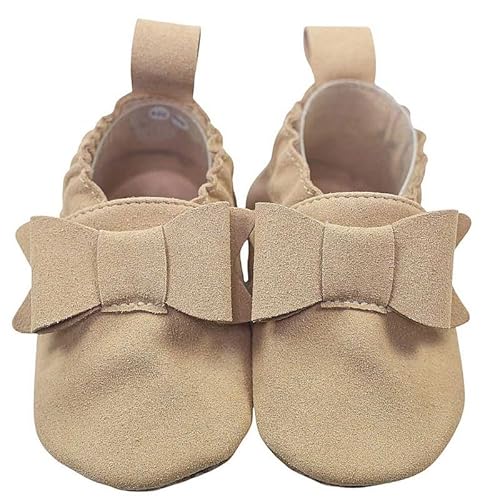 HOBEA-Germany vegane Kinderschuhe RecyStep aus recyceltem Material Schleife beige 20/21 (12-18 Monate) Gripwalksohle von HOBEA-Germany