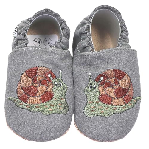 HOBEA-Germany Kinderschuhe RecyStep Schnecke grau 24/25 (2-2½ Jahre) Gripwalksohle von HOBEA-Germany
