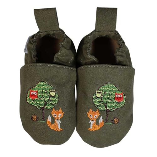 HOBEA-Germany Kinderschuhe RecyStep Waldtiere grün 18/19 (6-12 Monate) Gripwalksohle von HOBEA-Germany