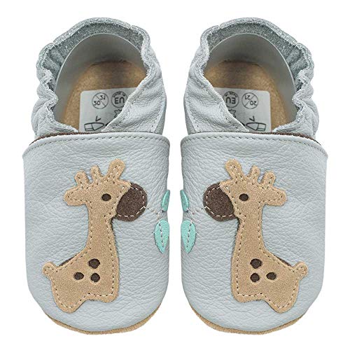 HOBEA-Germany Kitaschuhe Safestep, Kinderhausschuhe, Lederschuhe (Giraffe grau, 28/29 EU) von HOBEA-Germany