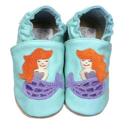 HOBEA-Germany Kitaschuhe Safestep, Kinderhausschuhe, Lederschuhe (Meerjungfrau Mint, 30/31) von HOBEA-Germany