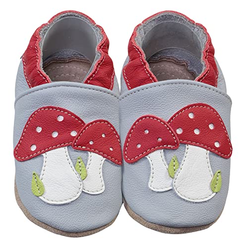 HOBEA-Germany Kitaschuhe Safestep, Kinderhausschuhe, Lederschuhe (Pilz grau, 20/21) von HOBEA-Germany