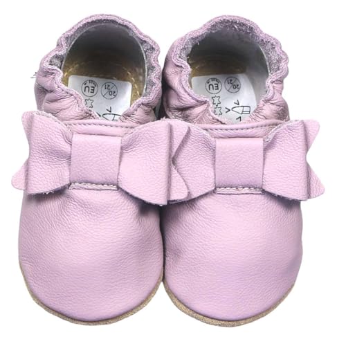 HOBEA-Germany Kitaschuhe Safestep, Kinderhausschuhe, Lederschuhe (Schleife pastell lila, 26/27) von HOBEA-Germany