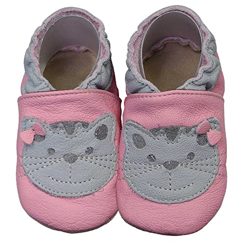 HOBEA-Germany Krabbelschuhe für Jungs und Mädchen in verschiedenen Designs (16/17 EU, Katze rosa) von HOBEA-Germany