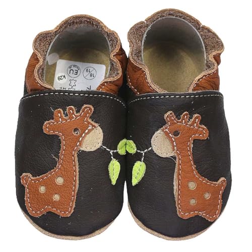 HOBEA-Germany Krabbelschuhe für Jungs und Mädchen in verschiedenen Designs, Schuhgröße:18/19 (6-12 Monate);Modell Schuhe:Giraffe von HOBEA-Germany