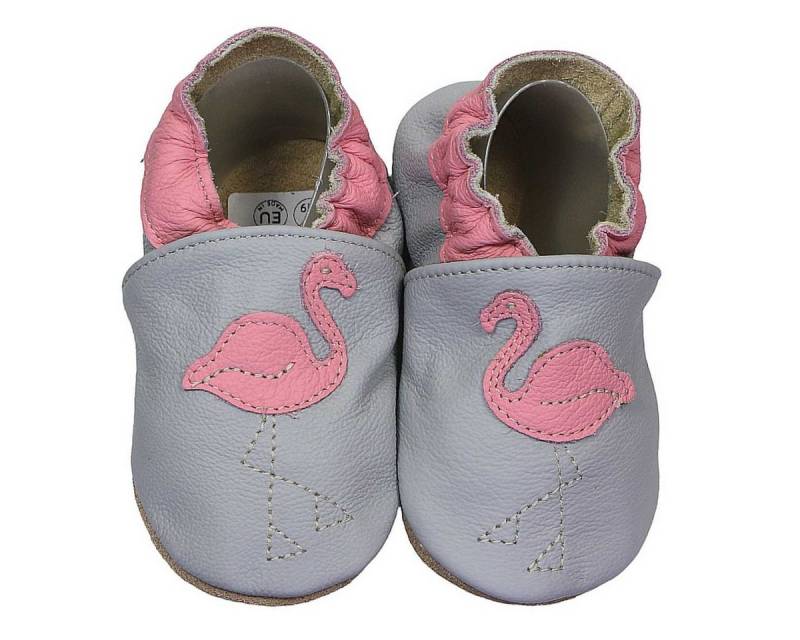 HOBEA-Germany Krabbelschuhe Flamingo 18/19 (6 - 12 Monate) Krabbelsohle Krabbelschuh handgefertigt in der EU, Rutschfest und flexibel von HOBEA-Germany
