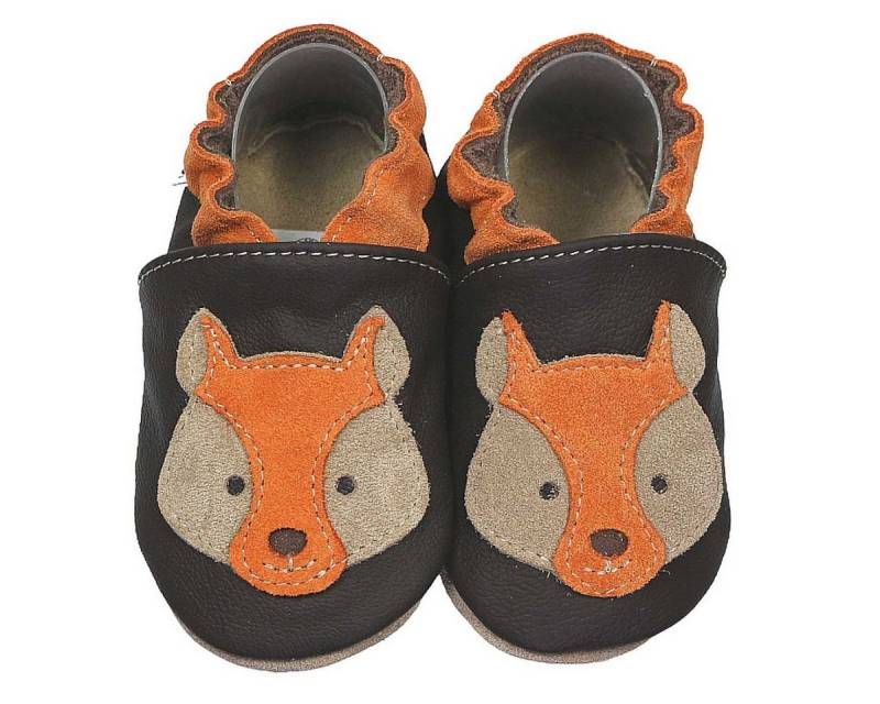 HOBEA-Germany Krabbelschuhe Fuchs 18/19 (6 - 12 Monate) Krabbelsohle Krabbelschuh handgefertigt in der EU, Rutschfest und flexibel von HOBEA-Germany