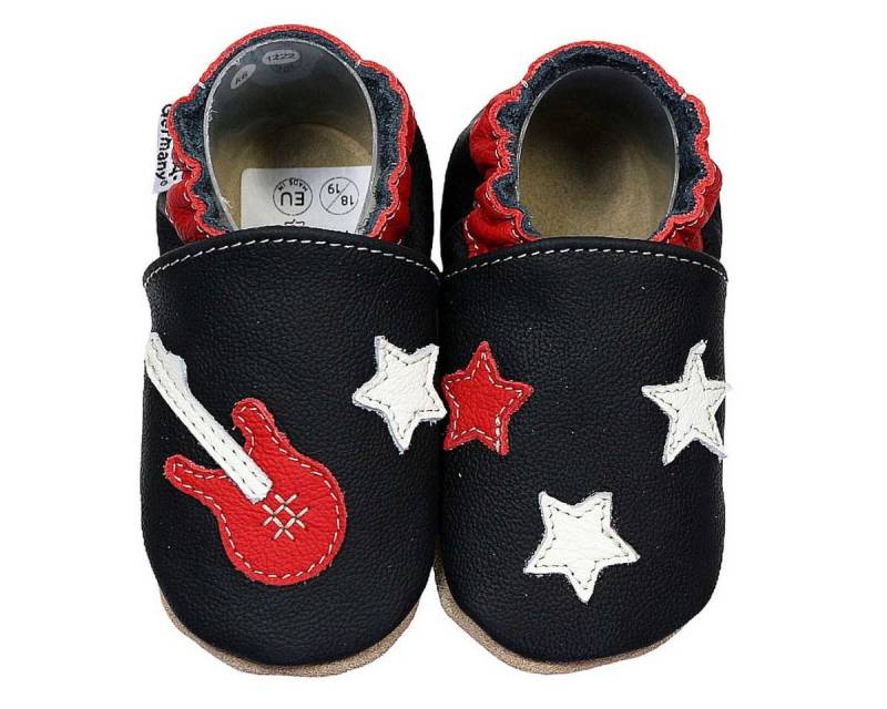 HOBEA-Germany Krabbelschuhe Gitarre 16/17 (0 - 6 Monate) Krabbelsohle Krabbelschuh handgefertigt in der EU, Rutschfest und flexibel von HOBEA-Germany