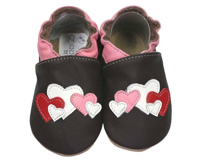 HOBEA-Germany Krabbelschuhe Herzen 18/19 (6 - 12 Monate) Krabbelsohle Krabbelschuh handgefertigt in der EU von HOBEA-Germany