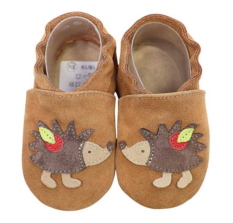 HOBEA-Germany Krabbelschuhe Igel braun Krabbelschuh handgefertigt in der EU von HOBEA-Germany