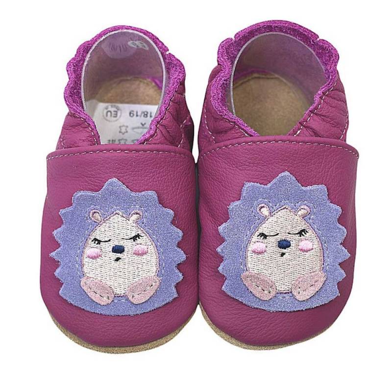 HOBEA-Germany Krabbelschuhe Igel lila Krabbelschuh handgefertigt in der EU von HOBEA-Germany
