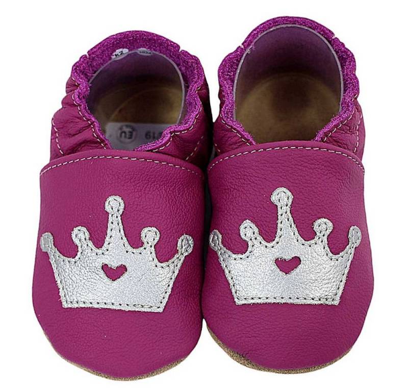 HOBEA-Germany Krabbelschuhe Krone lila Krabbelschuh handgefertigt in der EU von HOBEA-Germany