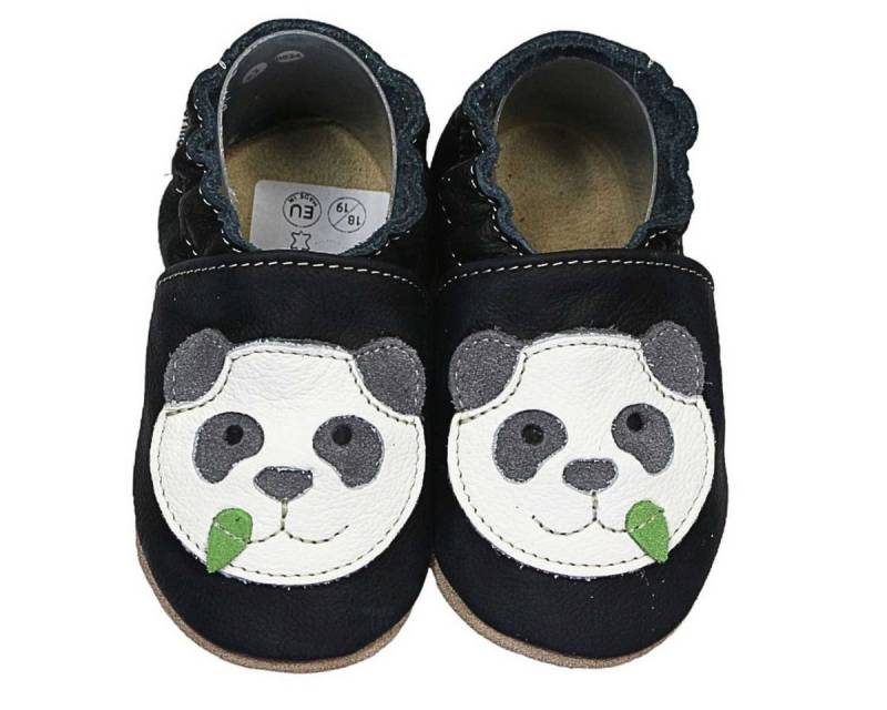 HOBEA-Germany Krabbelschuhe Panda 16/17 (0 - 6 Monate) Krabbelsohle Krabbelschuh handgefertigt in der EU, Rutschfest und flexibel von HOBEA-Germany