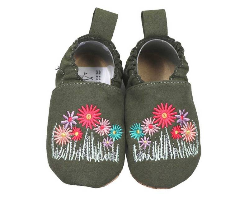 HOBEA-Germany Krabbelschuhe RecyStep Blumen grün Krabbelschuh von HOBEA-Germany