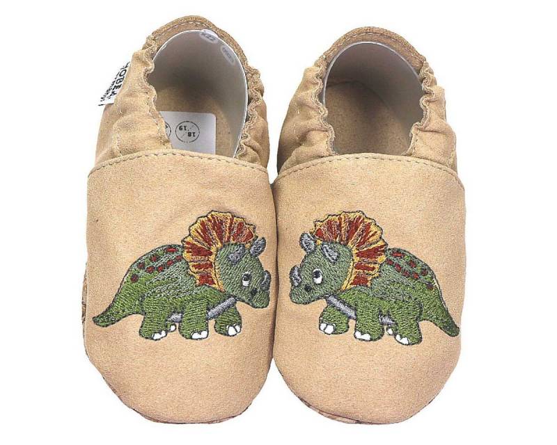 HOBEA-Germany Kinderschuhe RecyStep Dino beige Krabbelschuh von HOBEA-Germany