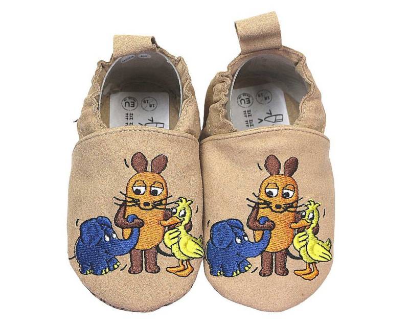 HOBEA-Germany Kinderschuhe RecyStep Maus, Elefant und Ente beige Krabbelschuh von HOBEA-Germany