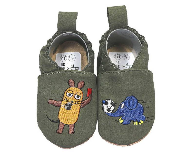 HOBEA-Germany Kinderschuhe RecyStep Maus mit Elefant Fußball grün Krabbelschuh von HOBEA-Germany