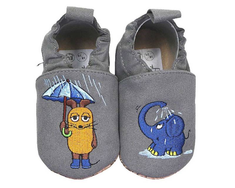 HOBEA-Germany Kinderschuhe RecyStep Maus mit Elefant Regen grau Krabbelschuh von HOBEA-Germany