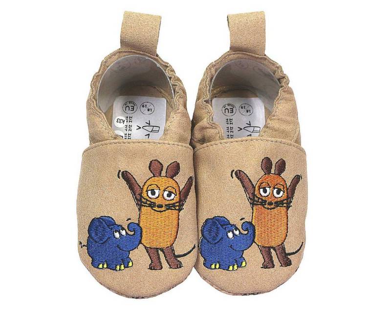 HOBEA-Germany Kinderschuhe RecyStep Maus mit Elefant beige Krabbelschuh von HOBEA-Germany