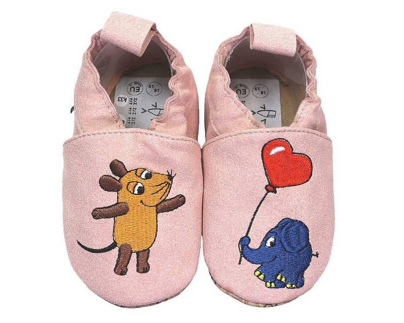 HOBEA-Germany Kinderschuhe RecyStep Maus mit Elefant rosa Krabbelschuh von HOBEA-Germany