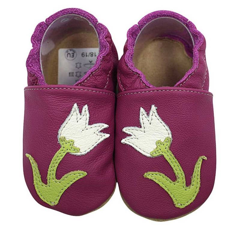 HOBEA-Germany Krabbelschuhe Tulpe lila Krabbelschuh handgefertigt in der EU von HOBEA-Germany