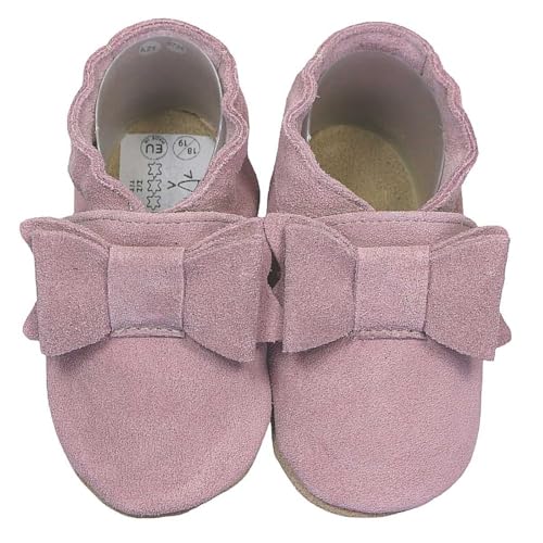 HOBEA-Germany Krabbelschuhe für Jungs und Mädchen in verschiedenen Designs 26/27 (30-36 Mon), Schleife Altrosa Wildleder von HOBEA-Germany