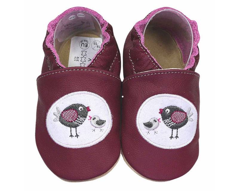 HOBEA-Germany Krabbelschuhe Vogelfamilie 18/19 (6 - 12 Monate) Krabbelsohle Krabbelschuh handgefertigt in der EU, Rutschfest und flexibel von HOBEA-Germany