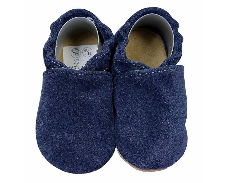 HOBEA-Germany Krabbelschuhe dunkelblau 18/19 (6 - 12 Monate) Krabbelsohle Krabbelschuh handgefertigt in der EU von HOBEA-Germany