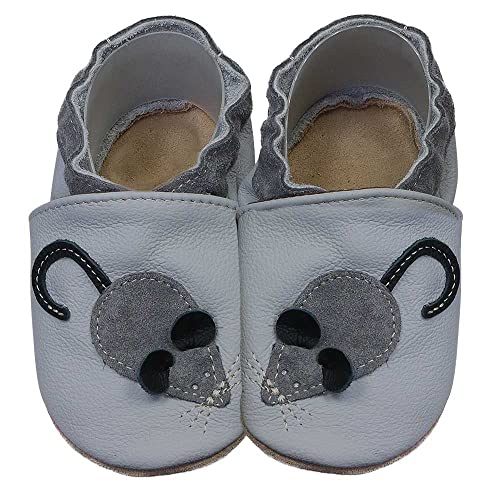 HOBEA-Germany Krabbelschuhe für Jungs und Mädchen in verschiedenen Designs, Kinderhausschuhe Jungen, Lederschuhe, Schuhgröße:26/27, Modell Schuhe: Maus grau HOBEA-Germany Krabbelschuhe für Jungs und Mädchen in verschiedenen Designs, Kinderhausschuhe Jungen, Lederschuhe, Schuhgröße:26/27, Modell Schuhe: Maus grau von HOBEA-Germany
