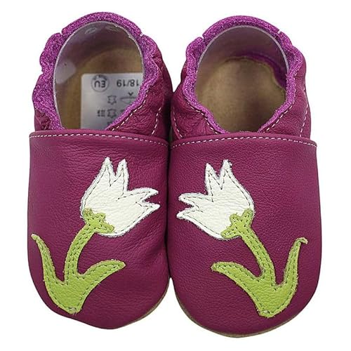 HOBEA-Germany Krabbelschuhe für Jungs und Mädchen in verschiedenen Designs, Modell Schuhe:Tulpe lila, Schuhgröße:20/21 von HOBEA-Germany
