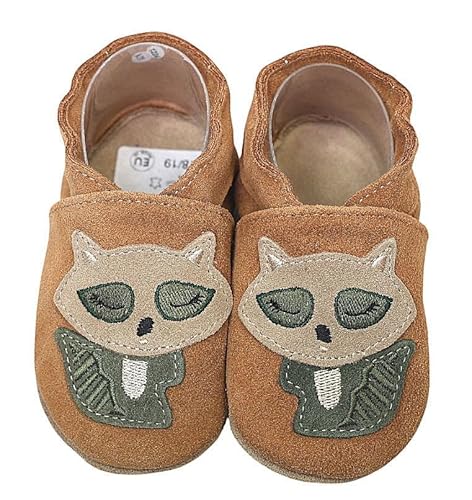 HOBEA-Germany Krabbelschuhe für Jungs und Mädchen in verschiedenen Designs, Modell Schuhe:Waschbär braun, Schuhgröße:22/23 von HOBEA-Germany